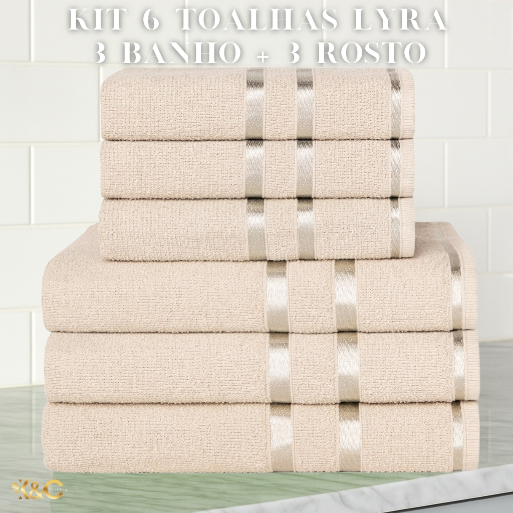KIT 6 Toalhas Turquesa (3 Banho + 3 Rosto) 100% Algodão