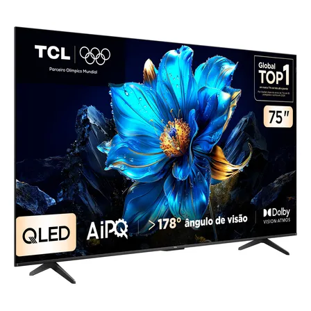 Smart Tv Tcl 75 Polegadas Qled 4k P7k Wifi Bluetooth Google Tv Hdr10+ Dolby Atmos Dolby Vision 75p7k