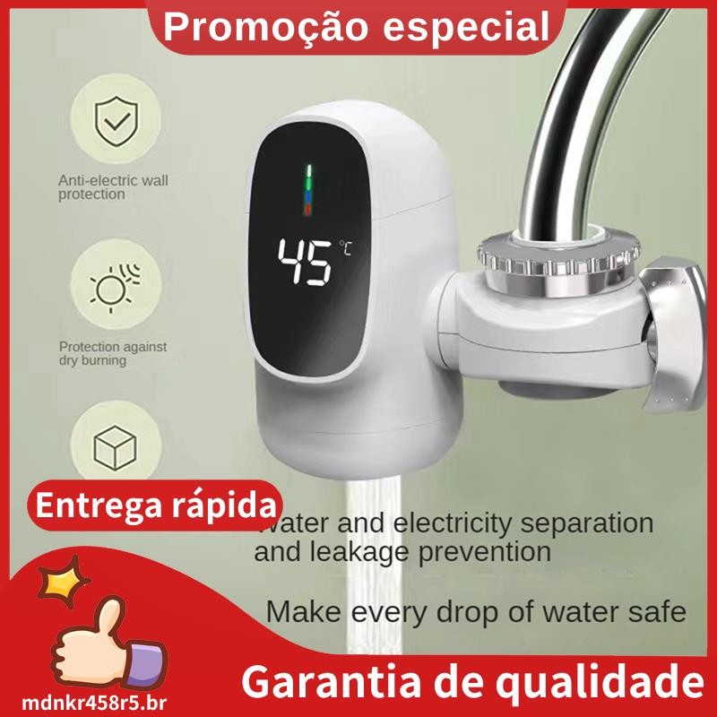 Torneira Aquecedora De Água Quente Elétrica Instantânea 3000W Com Display Digital Aquecedor Para De Banheiro . mdnkr458r