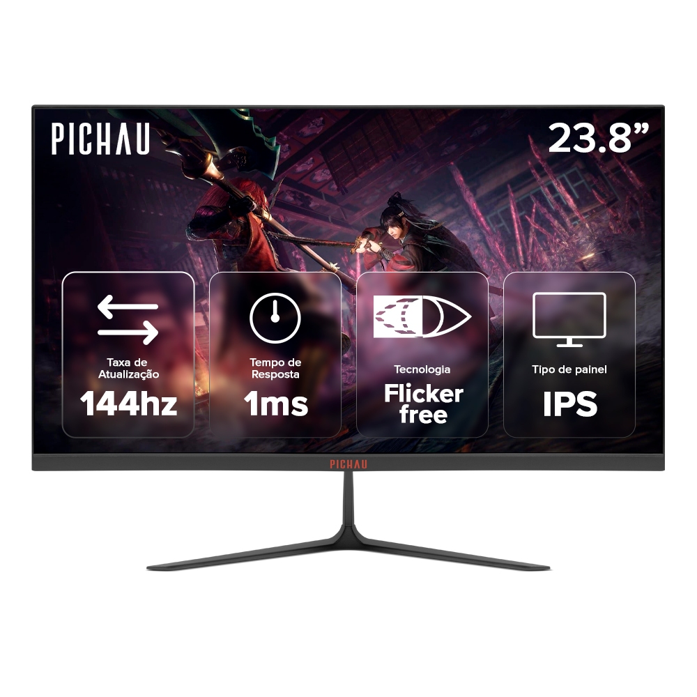 Monitor Gamer Pichau Athen V3 Neo, 23.8 Pol, IPS, FHD, 1ms, 144Hz, HDMI/VGA, PG-ATH24V3NEO-BL01