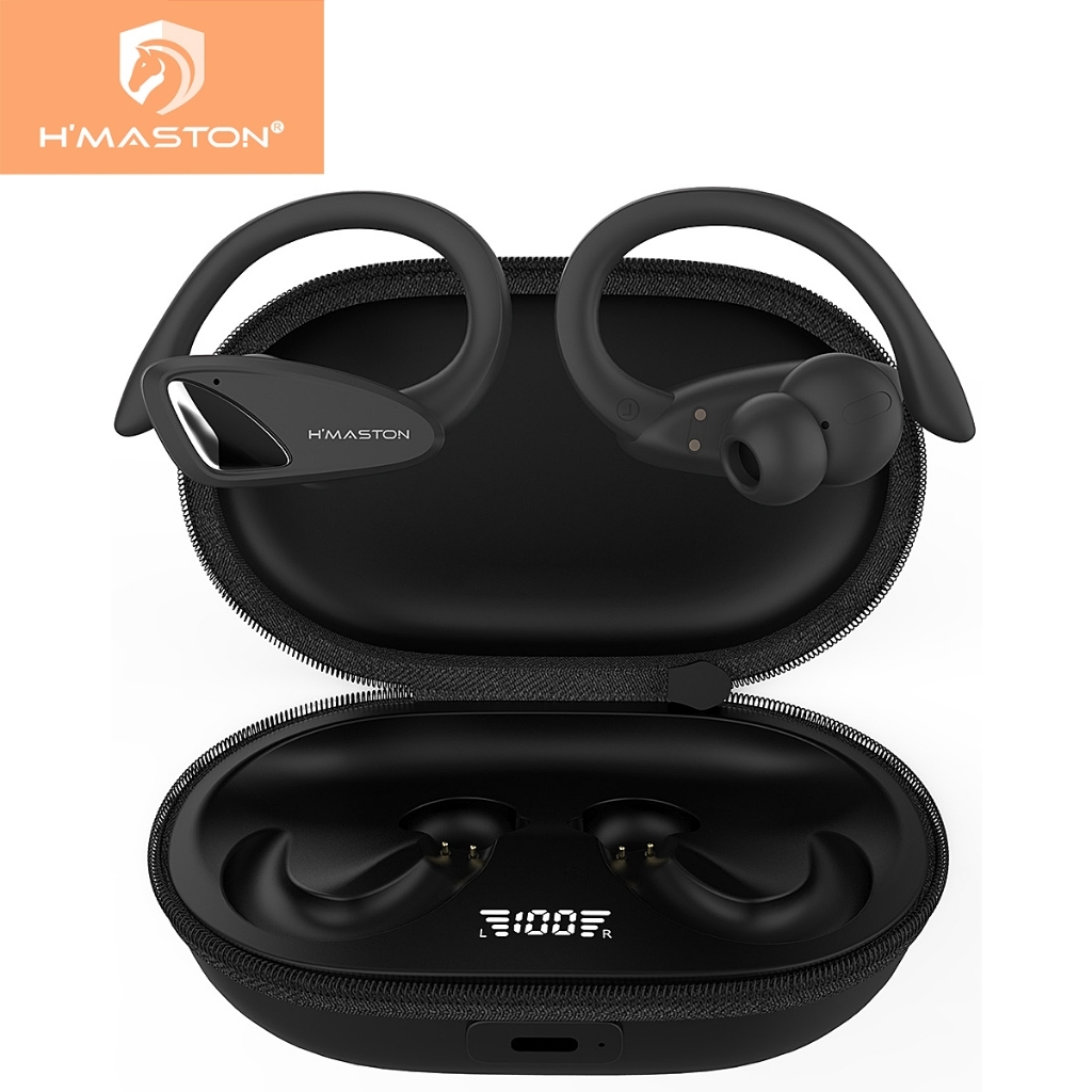 Fone de Ouvido Sem Fio Bluetooth Esportivo 15h Bateria Gancho Orelha Display  Original Cancelamento Ruído