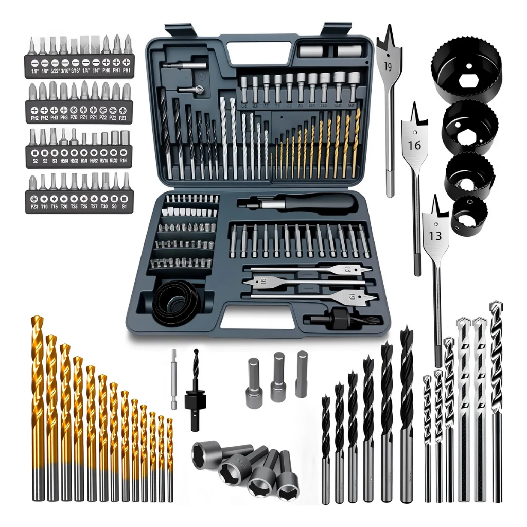 Kit Jogo Ferramentas 111 pcs Brocas Bits Pontas Soquete Maleta Portátil Para Reparo e Bricolagem
