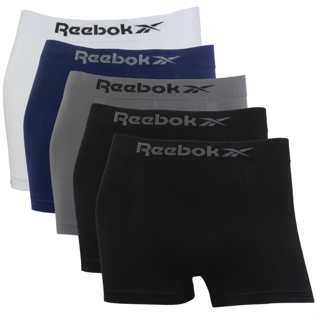 Kit 5 Cueca Boxer Reebok Masculina Sem Costura Original Lisa