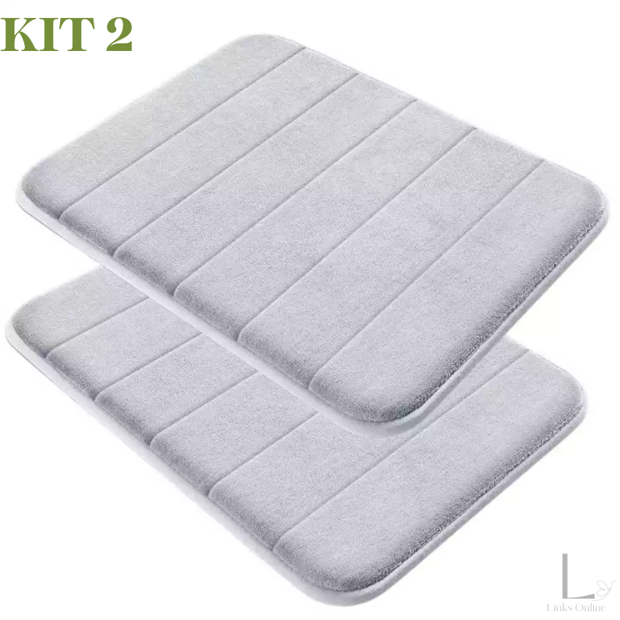 Kit 2  Tapete De Banheiro Soft Macio Secagem Rápida 60x40cm