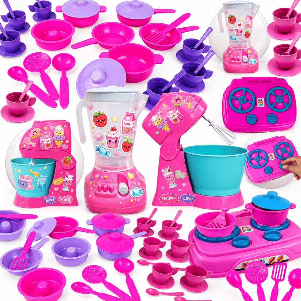 Kit Brinquedos de Casinha Cozinha Infantil Comidinha Cafeteira Expresso Eletro cozinha completa