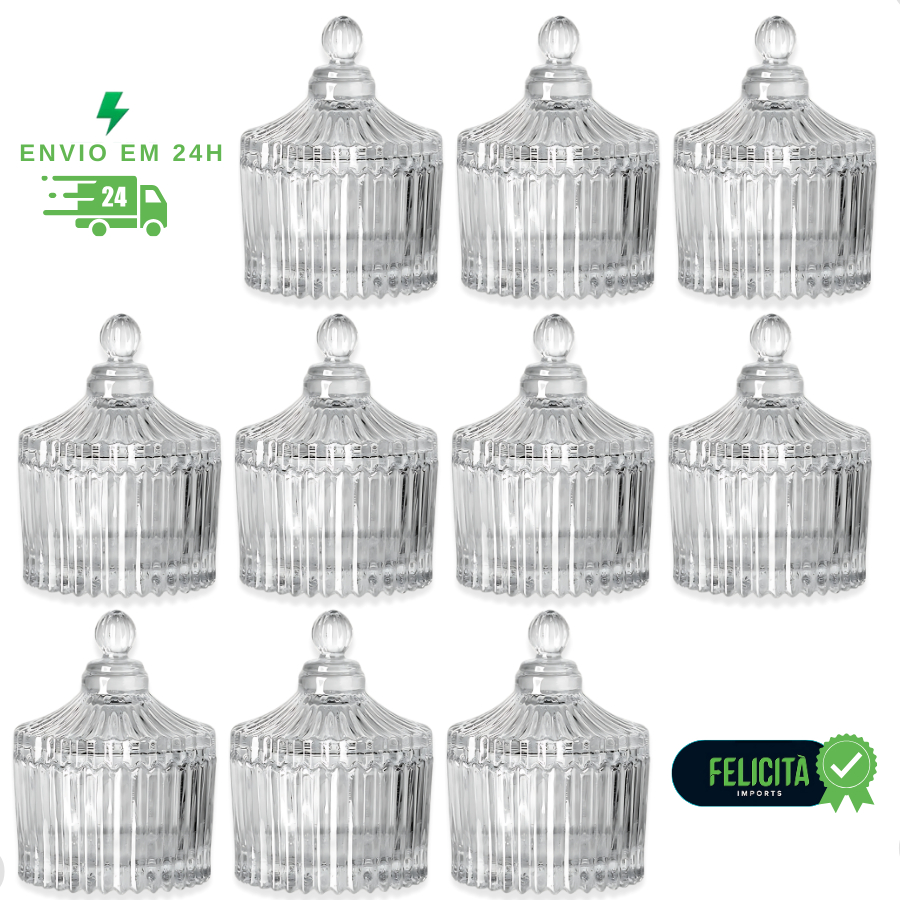 Bomboniere Kit 5, 10, 25 Mini Potiche Vidro Lembrancinha Casamentos Batizados Festas Transparente