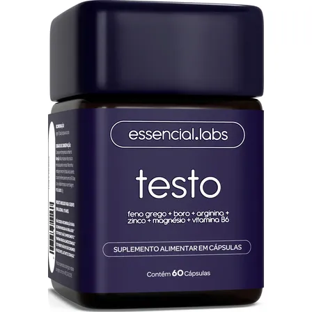 Testo Essencial - Fórmula Exclusiva Com Feno Grego + Boro + Arginina + Zma - Precursor Da Testosterona - 60 Cápsulas Sem Sabor
