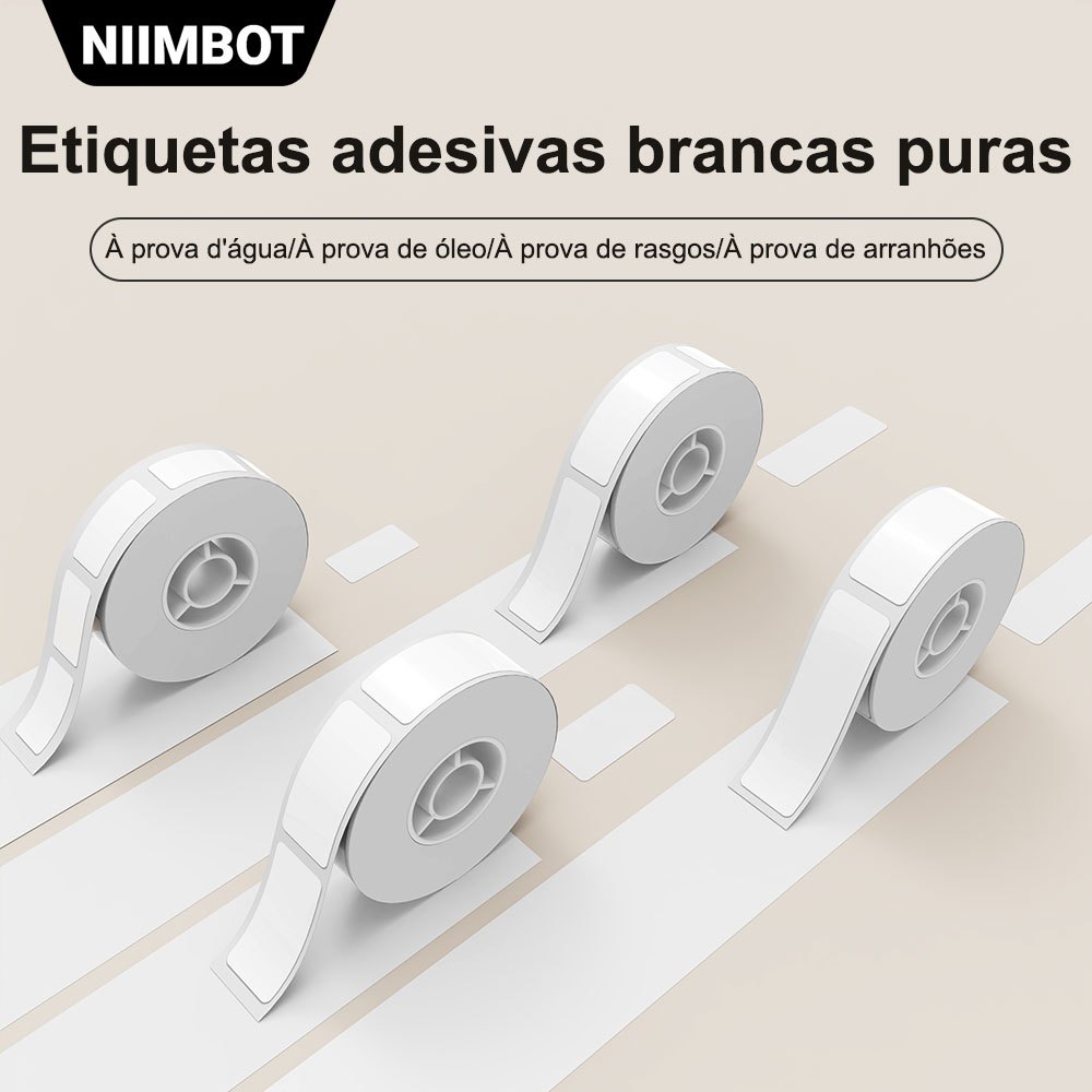 NIIMBOT D11/D110 Etiquetas térmicas brancas, papel adesivo, etiqueta à prova d'água