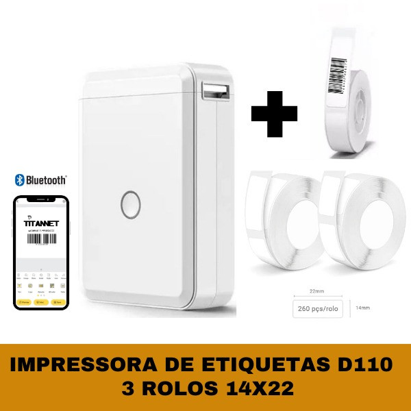 Impressora Etiqueta Niimbot D110 + 3 Rolos 15x30