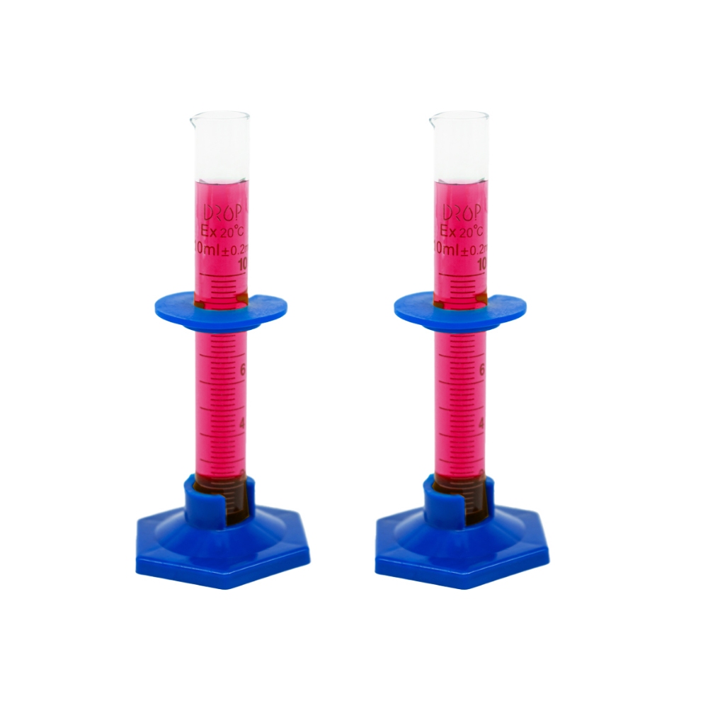 2x Proveta Graduada De Vidro Boro 10ml Com Base de Plástico Polipropileno