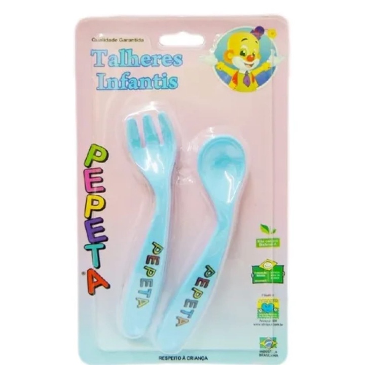 Talheres De Treinamento bebê Garfo E Colher azul ou rosa Pepeta