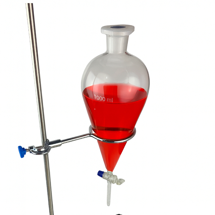 Funil Separação Tipo Pera 1000ml Torneira Vidro + Argola 100mm
