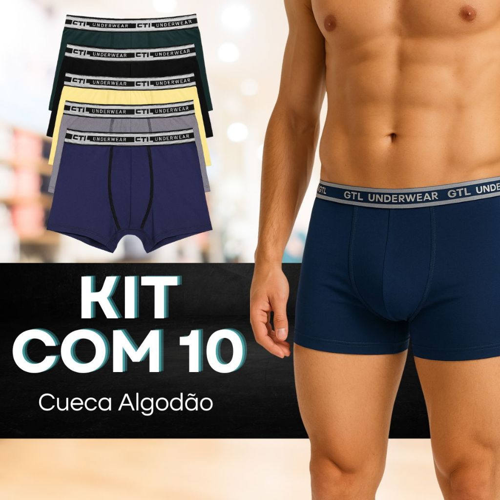 kit 3/5/10 Cuecas Boxer de Cotton Algodão Confortável