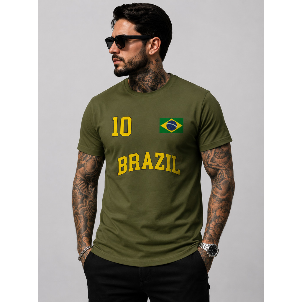 Camiseta Blusa T-shirt Masculina COPA BRAZIL 10 Copa do Mundo 100% Algodão Conforto e Qualidade Premium para o Homem