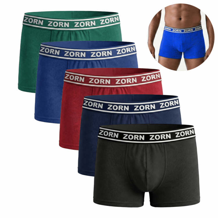 Kit 05 Cueca Box Boxer ZORN Masculinas Adulto Lisas