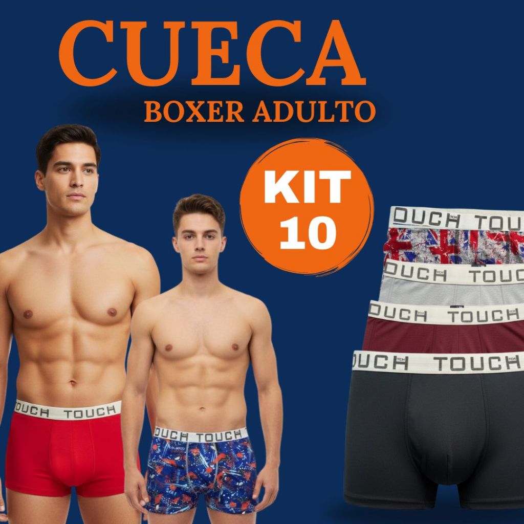Kit com 10 Cuecas Box Boxer Microfibra Masculino Adulto Reforçada e Resistente Atacado