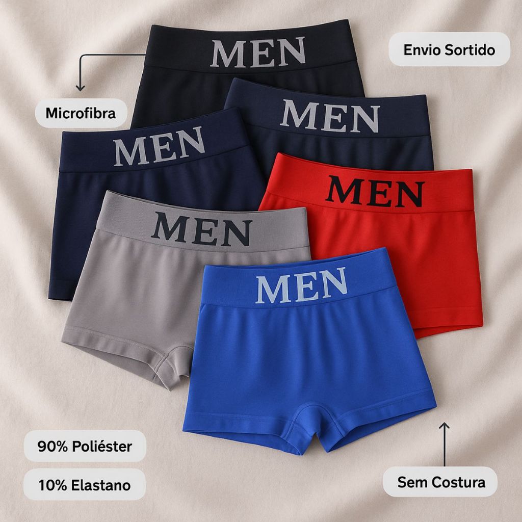 Kit de  Cuecas Microfibra Sem Costura - Conforto e Ajuste Perfeito 4 ou 2 Unidades