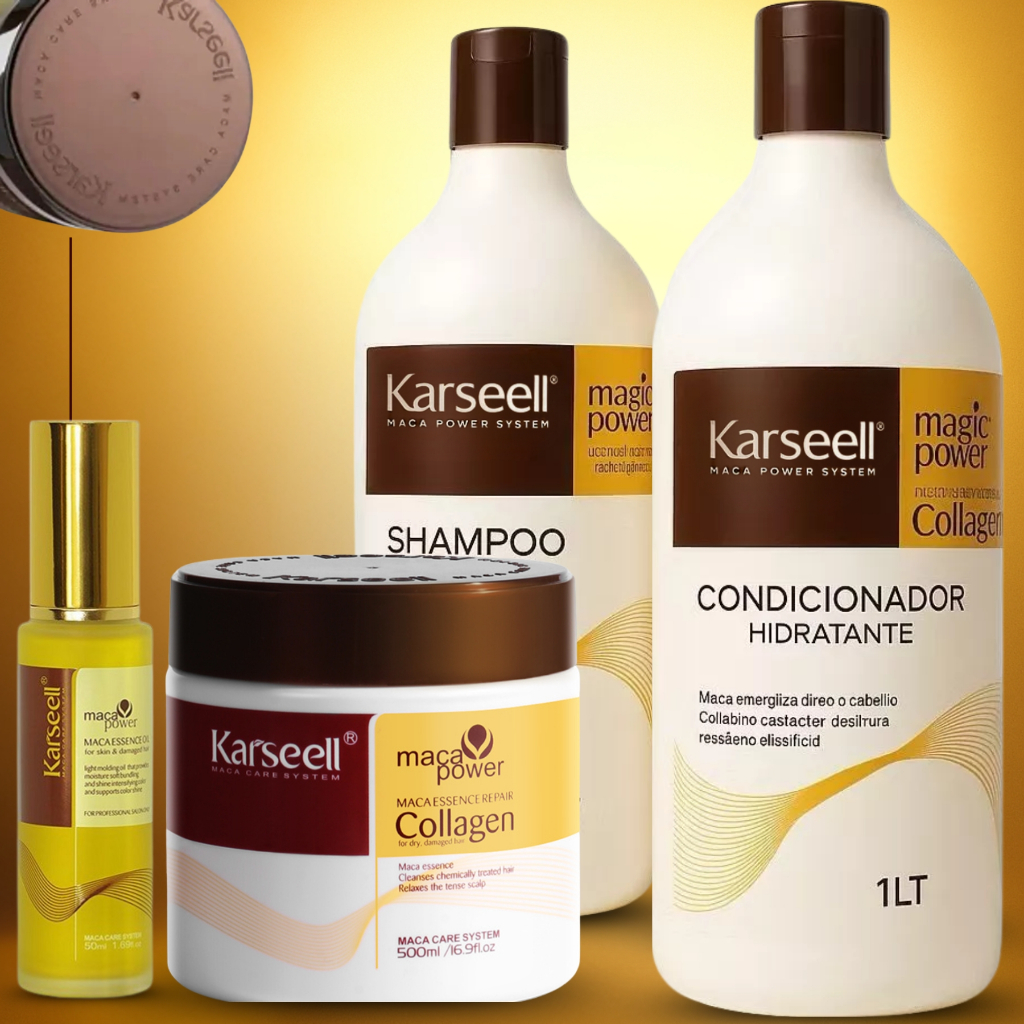 Kit Karseell Tratamento Capilar Mascara - Óleo Argan Marroquino - Shampoo e Condicionador - Original