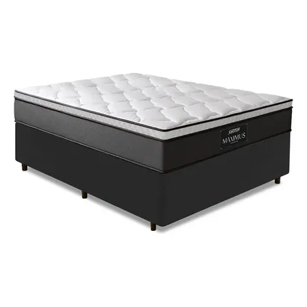Cama Box Casal Gazin Maximus Molas Ensacadas Cinza/preto Cinza/bran