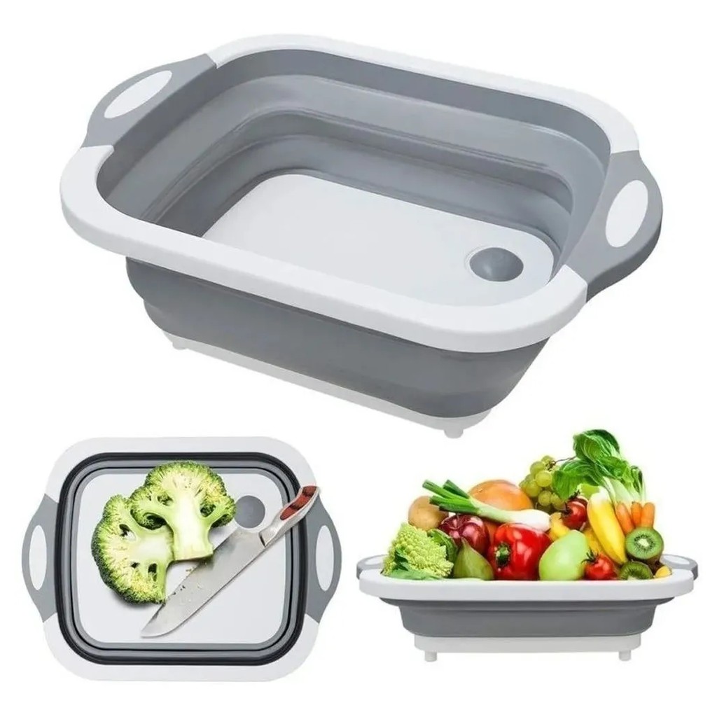 Tábua Bacia Cesta Retrátil Silicone Multifuncional Cozinha