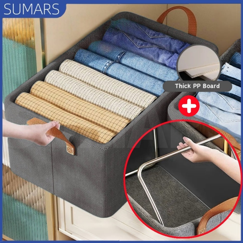 Organizador Guarda Roupa Resistente Suporte de Aço Placa de Fundo Rígida Com Alças Dobrável