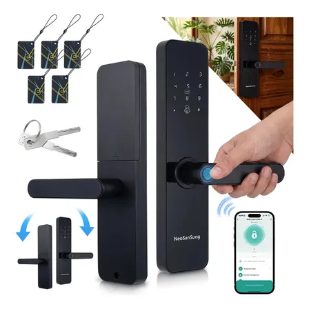Fechadura Eletrônica Digital Tuya Com Biometria, Senha, Tag E Chave Touch Anti-espião Inteligente Preta Para Porta (casa/apartamento/hotel)
