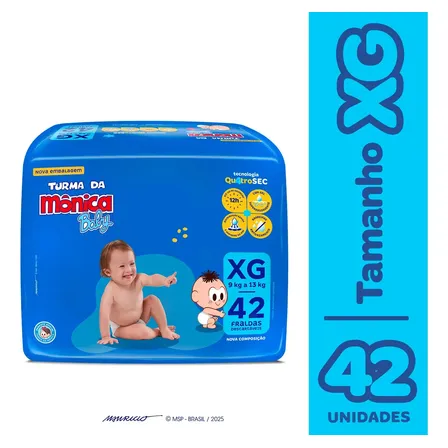 Fralda Descartável Turma da Mônica Baby XG Pacote 42 Unidades