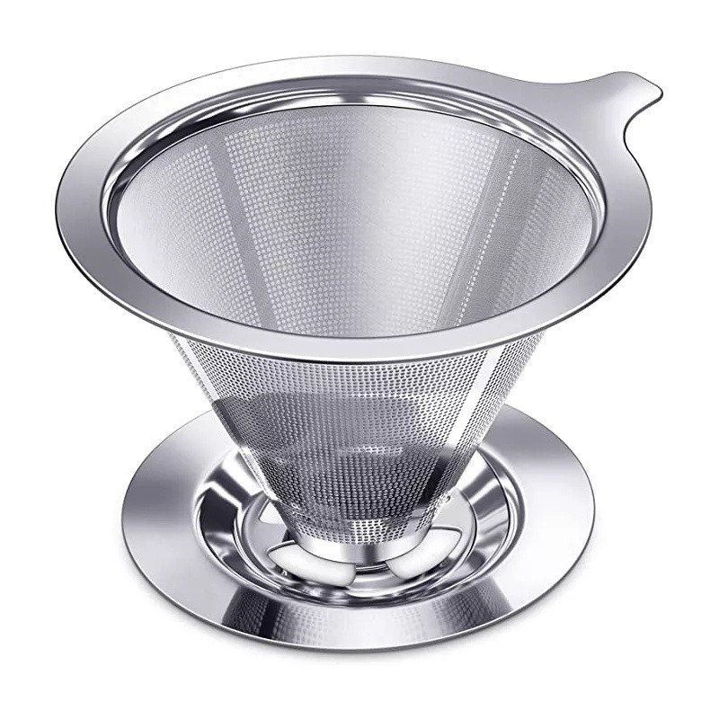 Filtro de Café Fino de Dupla Camada Inox Reutilizável SemPapel Coador de Café Chá Malha Fina Durável
