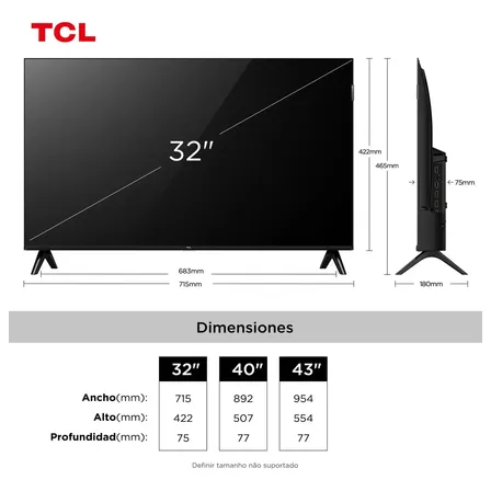 Smart TV TCL 32 Polegadas FHD QLED S5K WiFi Bluetooth Google TV 2 HDMI HDR10 Dolby Audio 32S5K