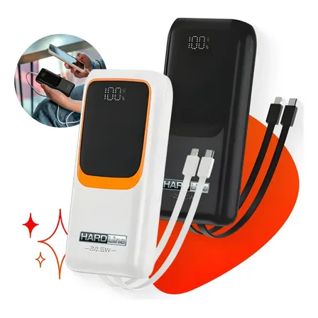 Carregador Portátil Power Bank Turbo 20000mah 22.5w Universal Para iPhone Samsung Motorola Xiaomi Com Display Digital Preto ou Branco- Hardline