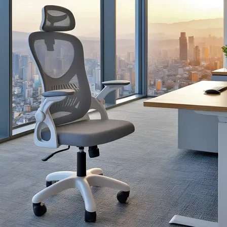 Cadeira De Escritório Columbus Presidente Ergonomica Cinza Mesh
