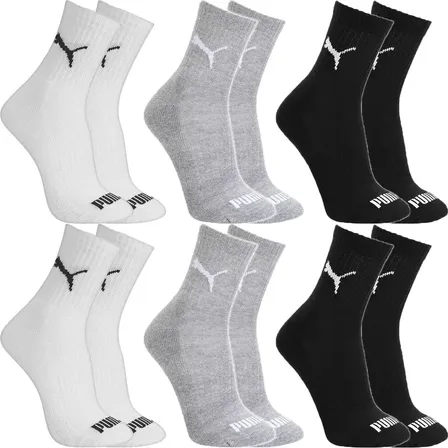 Kit 6 Pares Meias Puma Cano Médio Alto Atoalhada Original