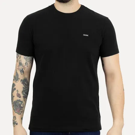Camiseta Calvin Klein Masculina Piquet Orgânico Preta