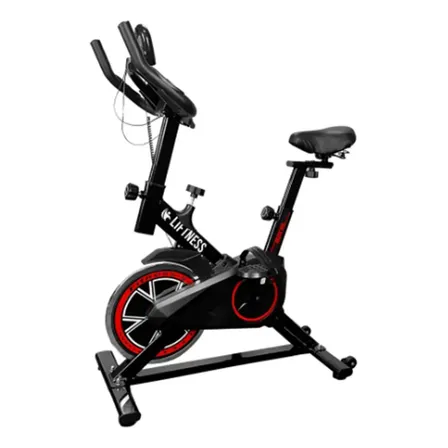 Liftness Bicicleta Ergométrica Fitness SP50PTVM Para Cardio E Musculação Academia Com Base Cor Preto E Vermelho