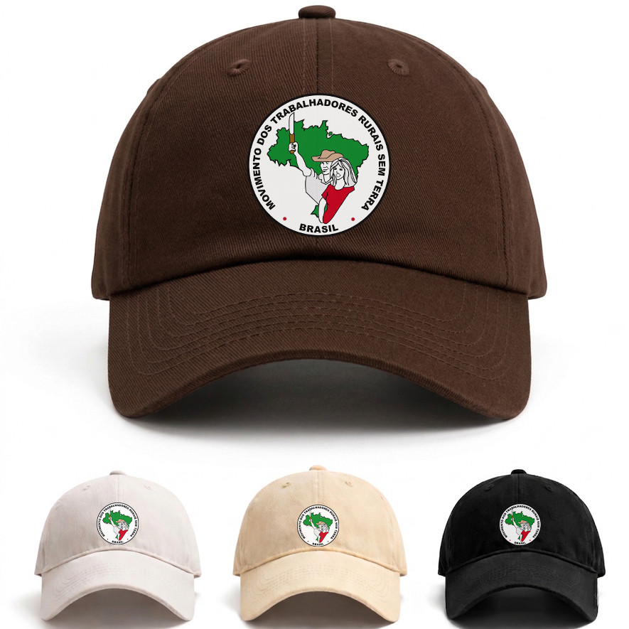 Boné Premium MST Brasil Militância Social Movimento Sem Terra Marrom Qualidade Confortavel Tendência Verao