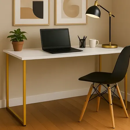 Escrivaninha Industrial 110cm  Mesa Estudo Aparador Pés Aço
