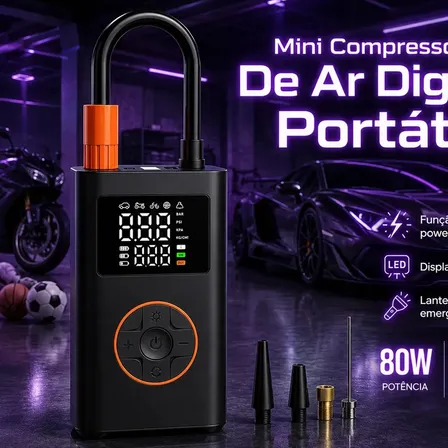 Compressor de Ar Portátil Blackone 4000mAh Digital 150PSI Carro Moto Bike