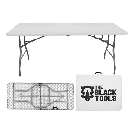 Mesa Dobrável Vira Maleta Com Alça Portátil 1.80m Para Camping Pesca Jardim Área Externa Tft1800 The Black Tools