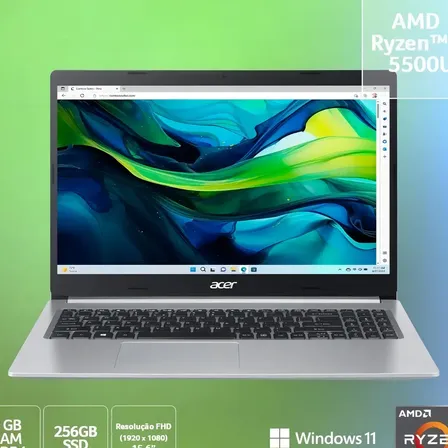 Notebook Acer Aspire 5 A515-45-R5AT AMD Ryzen 5 5500U 15.6"AMD Radeon Graphics 256GB SDD 8GB RAM Windows 11