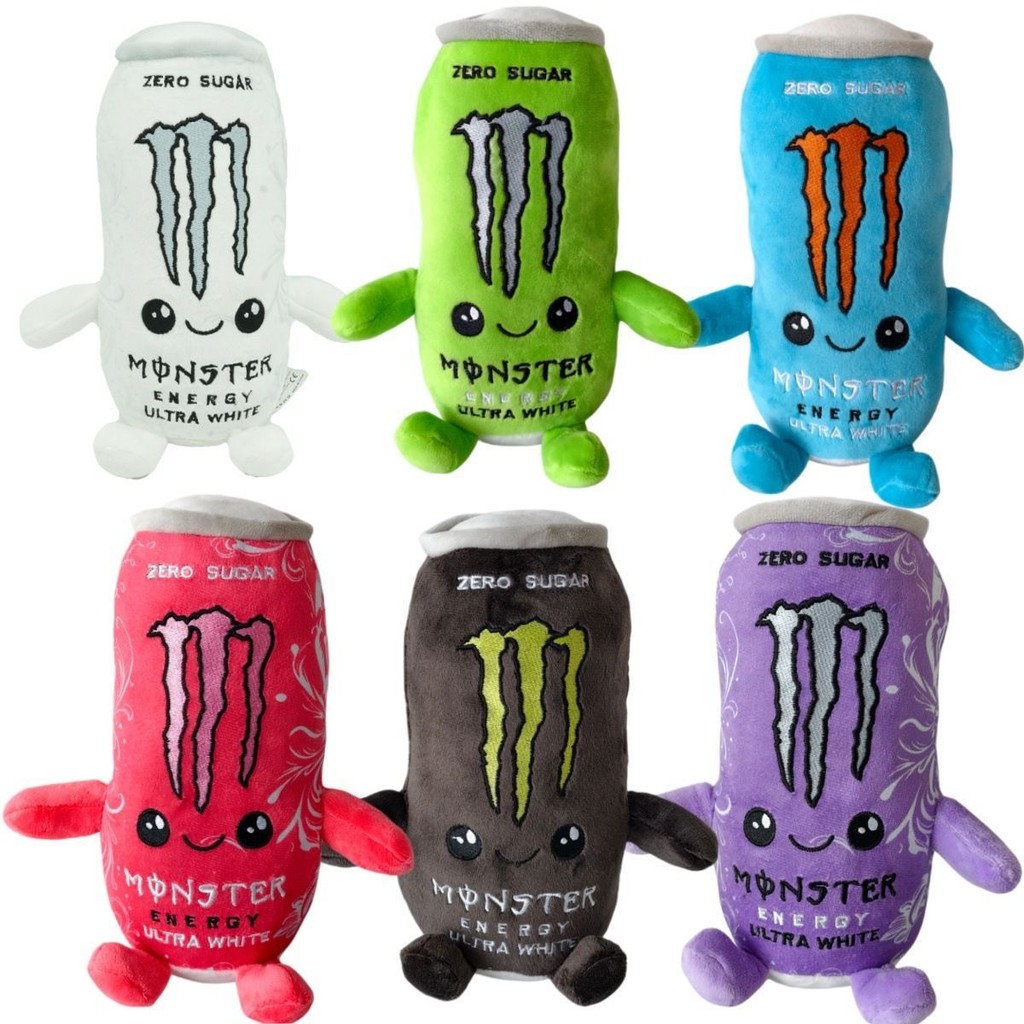 Boneca de pelúcia enlatada multicolorida com garra mágica, Monster lata de bebida energética de simulação espessada