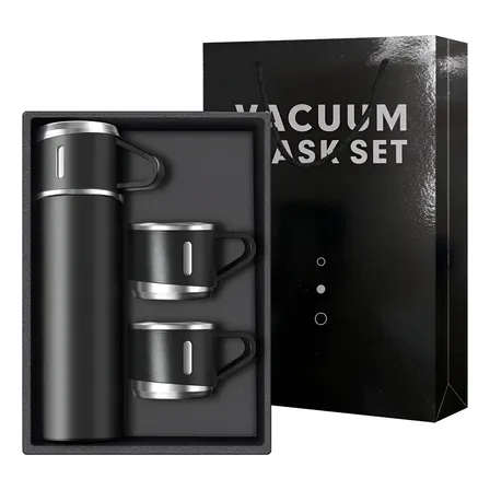 Kit Garrafa Térmica Com 3 Xíca Inox Elegante 500ml