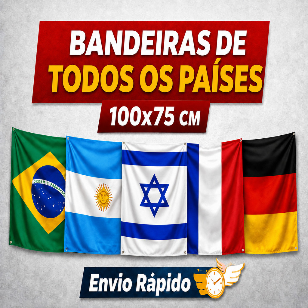 Bandeiras de Paises 100x75 cm Brasil Argentina Portugal França Decoração Quarto Países do Mundo