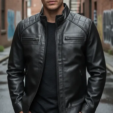 Casaco Couro Masculina Forrada Slim