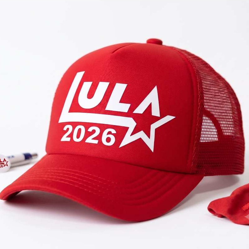 Boné Lula Presidente Vermelho Trucker Aba Curva Ajustável Unissex Premium Original