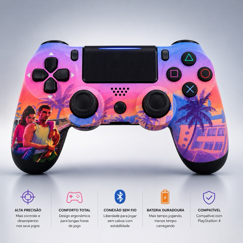 Controle Sem Fio Bluetooth Recarregável Game Controller para PC Android iOS com Design Ergonômico