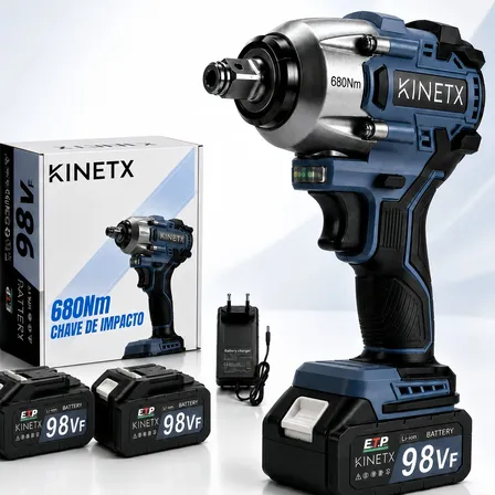 Chave De Impacto Parafusadeira 680nm Brushless 98v 2baterias Preto 127/220v