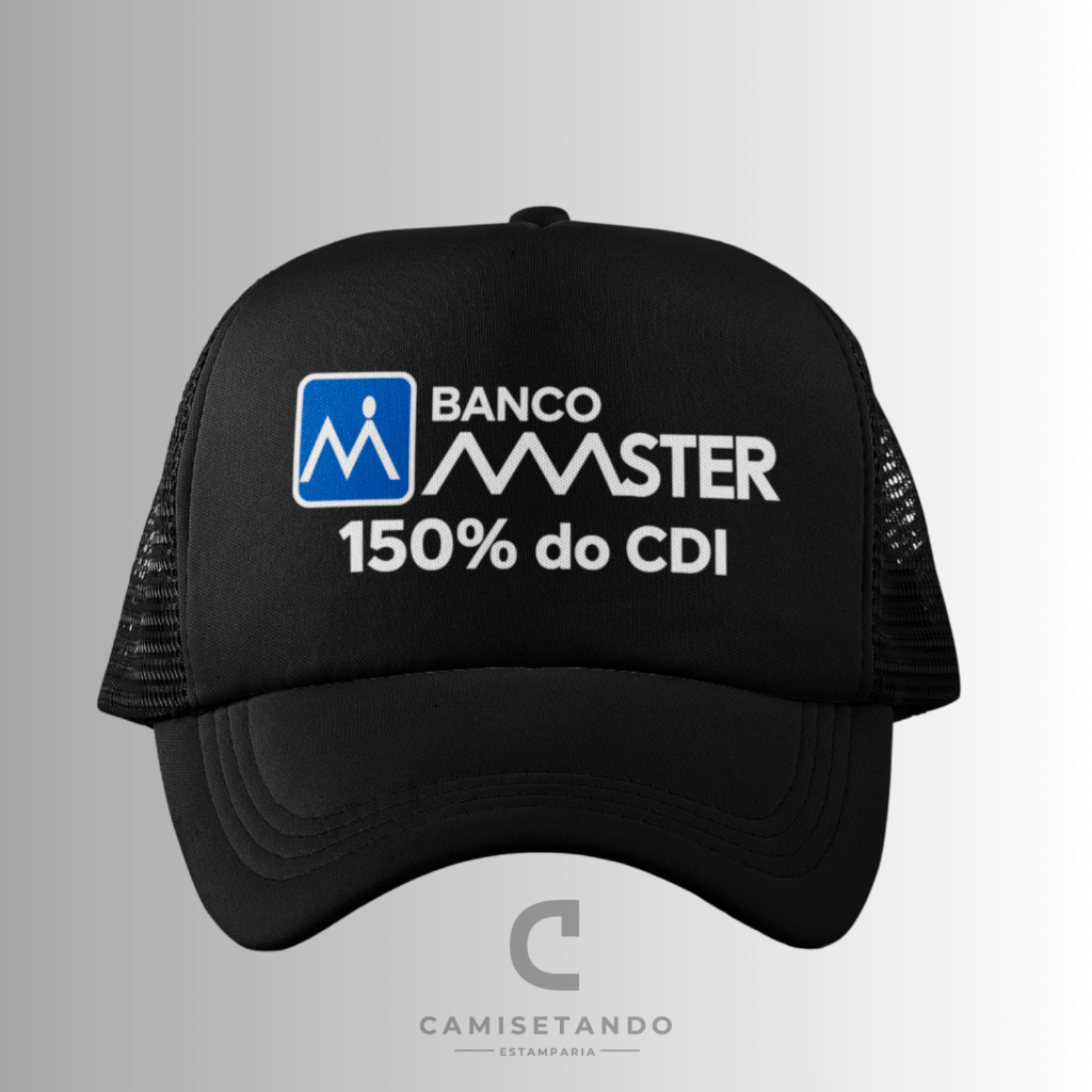 Boné Banco Master 150% CDI Trucker Estampado Moda Meme Financeiro Masculina Feminina Unissex